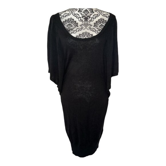BEBE Women's Black Batwing Sleeves Sweater Dress Size Medium - Picture 1 of 5